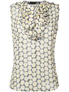 Love Moschino - Daisy Print Ruffle Blouse - Women - Viscose - 44, Black, Viscose