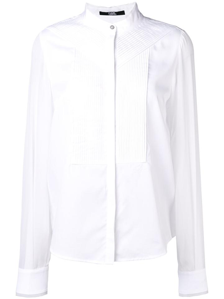 Karl Lagerfeld Pleated Bib Shirt - White