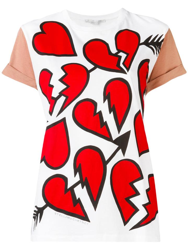 Stella Mccartney Hearts Pattern T-shirt, Women's, Size: 40, White, Cotton