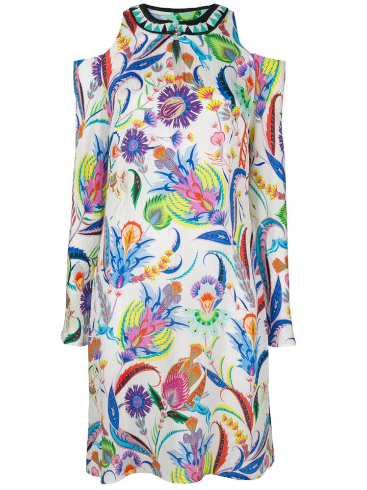 Etro Patterned Cold Shoulder Dress - White