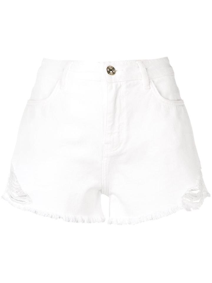 Twin-set Frayed Denim Shorts - White