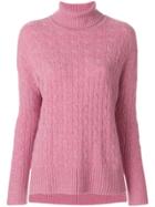 N.peal Oversize Cable Knit Sweater - Pink & Purple