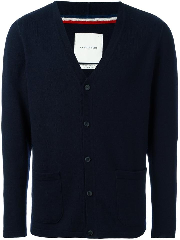 A Kind Of Guise Classic Cardigan, Men's, Size: Xl, Blue, Lambs Wool