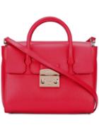 Furla Detachable Strap Fold-over Tote, Women's, Red, Leather