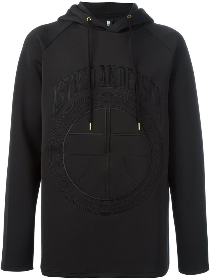 Astrid Andersen Embroidered Logo Hoodie, Men's, Size: Medium, Black, Polyester