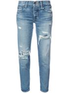 Moussy - Distressed Cropped Jeans - Women - Cotton - 27, Black, Cotton