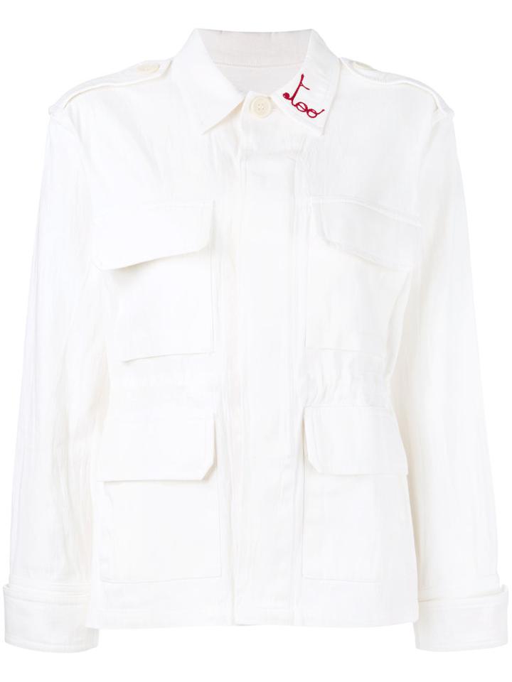Ava Adore - 'too Obsessed' Embroidered Jacket - Women - Cotton/spandex/elastane - 42, White, Cotton/spandex/elastane