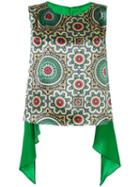 Ultràchic Back Panel Printed Vest, Women's, Size: 40, Green, Silk/viscose