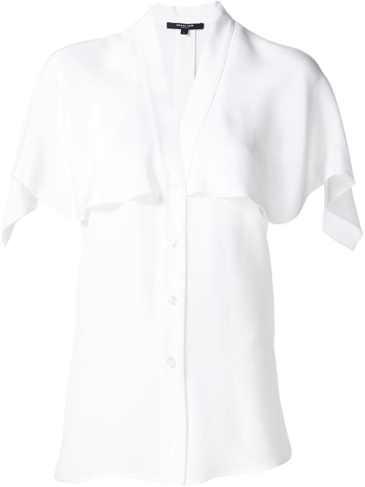 Derek Lam Buttoned Flounce Blouse, Women's, Size: 44, White, Silk