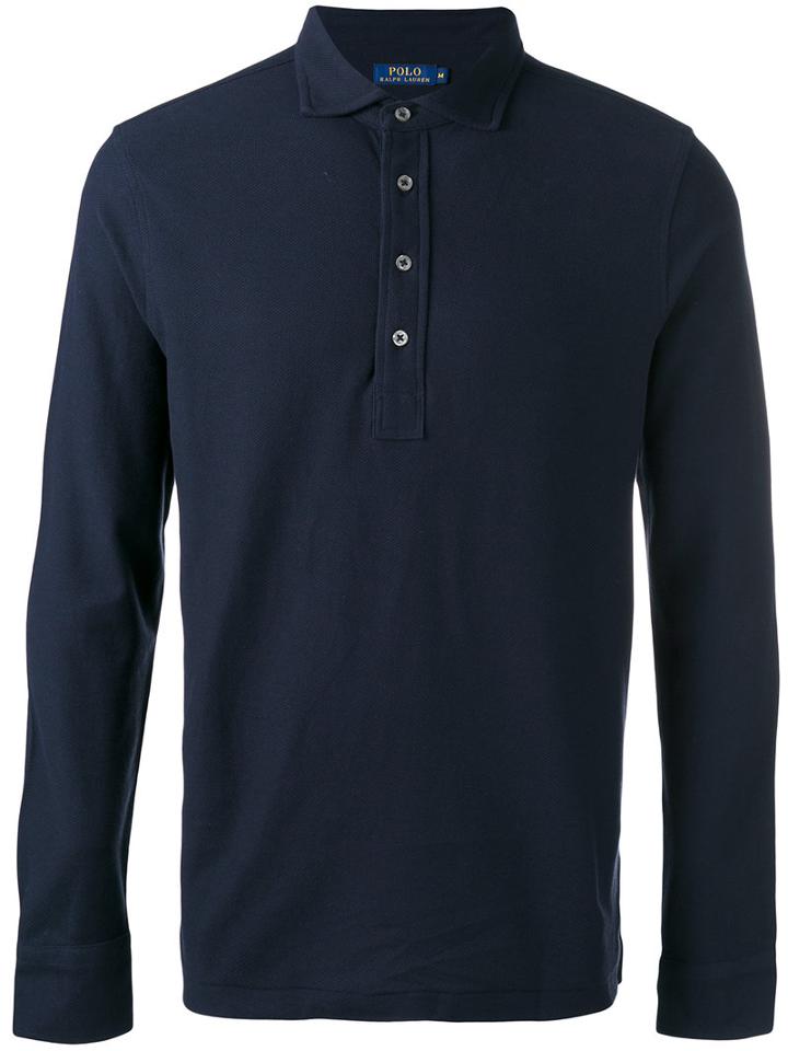 Polo Ralph Lauren - Longsleeved Polo Shirt - Men - Cotton - L, Blue, Cotton