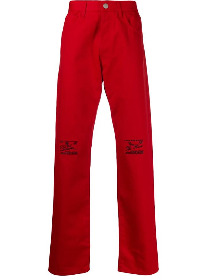 Raf Simons Embroidered High-rise Jeans