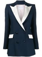 Hebe Studio Peaked Lapels Contrasting Details Blazer - Blue