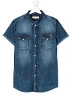 John Galliano Kids Teen Short Sleeve Denim Shirt - Blue