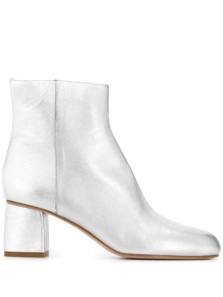 Red Valentino Red(v) Side Zip Ankle Boots - Silver