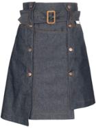 Delada Asymmetric Denim Skirt - Blue