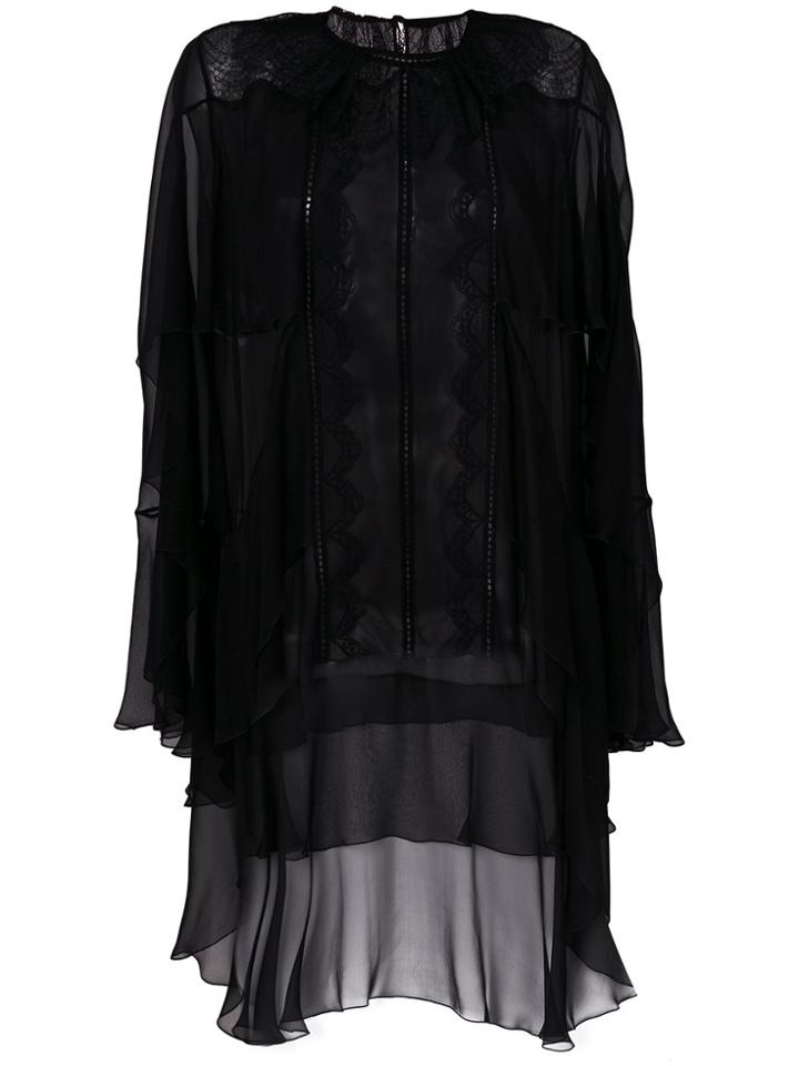 Alberta Ferretti Asymmetric Ruffle Blouse - Black