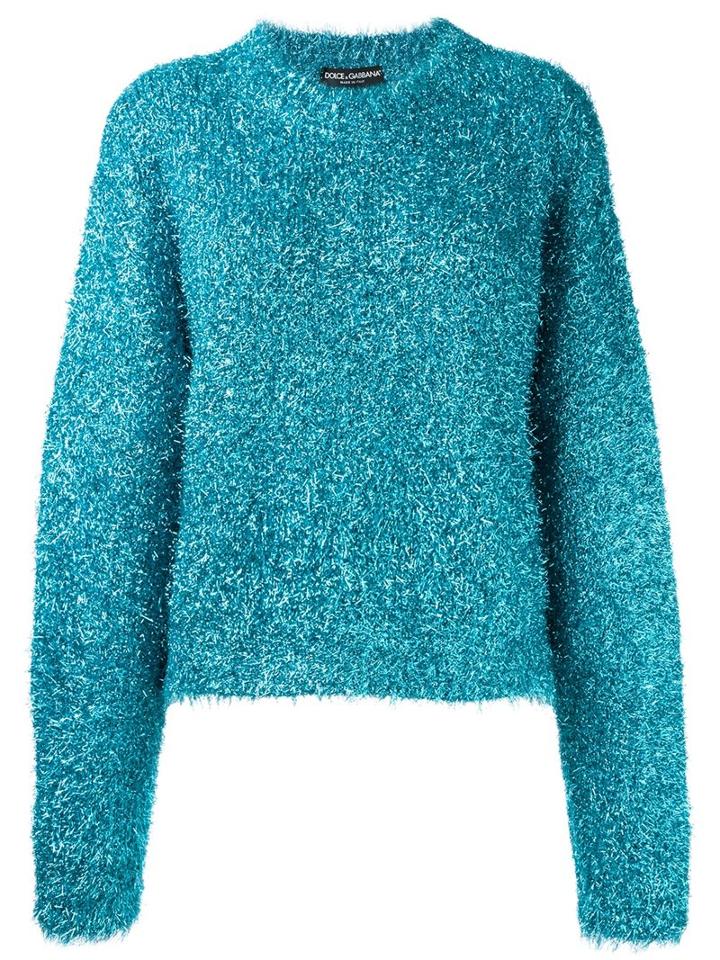 Dolce & Gabbana Fluffy Jumper, Women's, Size: 42, Blue, Polyamide/polyester