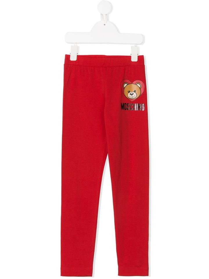 Moschino Kids Teddy Logo Leggings - Red