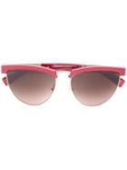 Versace Cut-out Frame Sunglasses, Women's, Red, Acetate/metal
