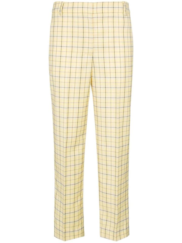 Tibi Checked Tapered Trousers - Yellow