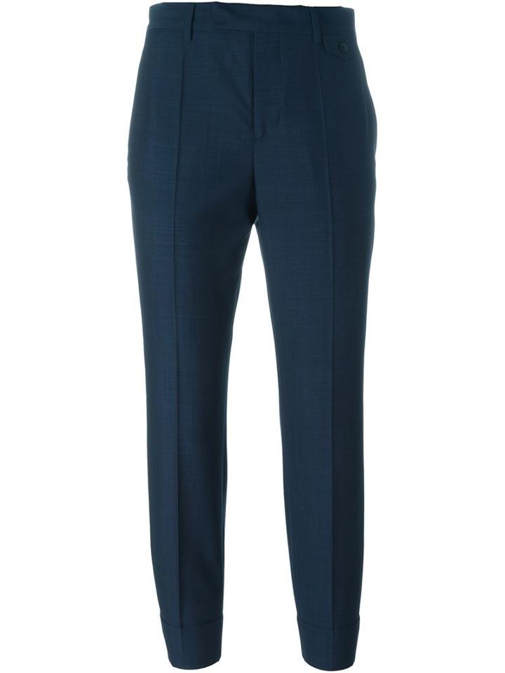 Maison Margiela Cropped Tailored Trousers, Women's, Size: 38, Blue, Cotton/virgin Wool
