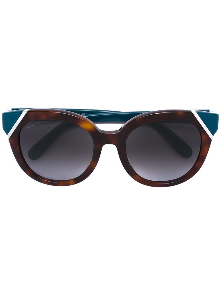 Salvatore Ferragamo Eyewear Tortoiseshell Cat Eye Sunglasses - Blue