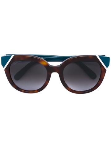 Salvatore Ferragamo Eyewear Tortoiseshell Cat Eye Sunglasses - Blue