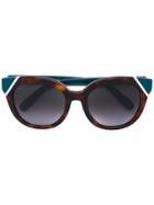 Salvatore Ferragamo Eyewear Tortoiseshell Cat Eye Sunglasses - Blue