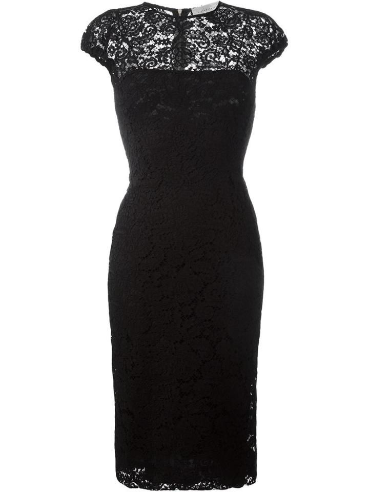 Victoria Beckham Fitted Lace Dress, Women's, Size: 12, Black, Cotton/viscose/polyamide/silk