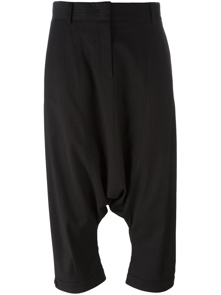 Antonio Marras Pinstripe Harem Trousers, Women's, Size: 42, Black, Cotton/ramie/spandex/elastane/viscose