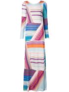 Missoni Printed Stripe Maxi Dress, Women's, Size: 44, White, Rayon/cotton/polyester