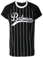 Balmain Striped Printed T-shirt - Black
