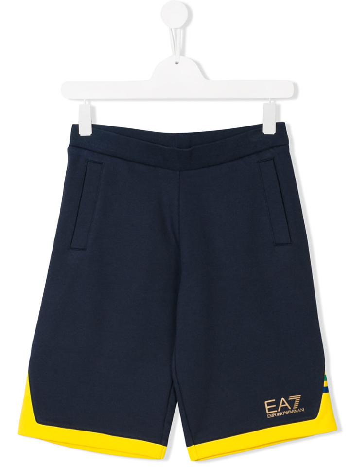 Armani Junior Teen Logo Print Bermuda Shorts - Blue