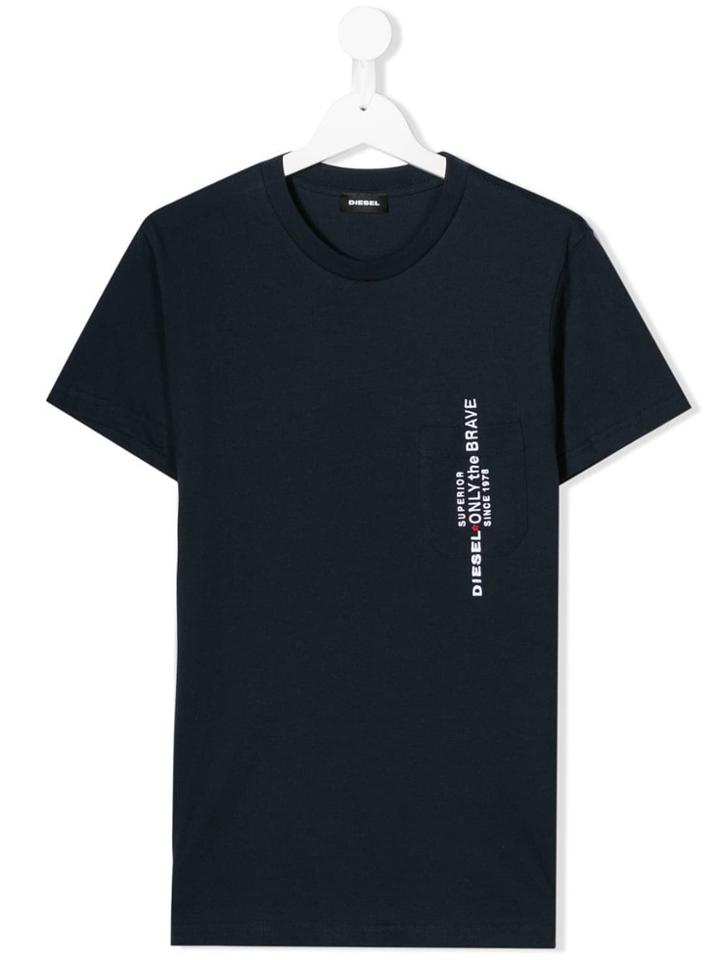 Diesel Kids Teen Logo Print T-shirt - Blue