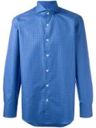 Canali Fine Check Shirt, Men's, Size: 42, Blue, Cotton