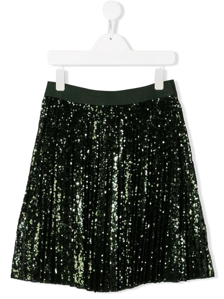 Monnalisa Teen Pleated Sequin Skirt - Green