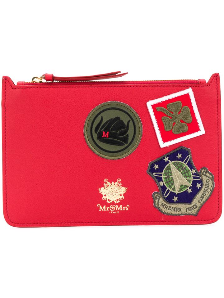 Mr & Mrs Italy Patched Flat Clutch - Red