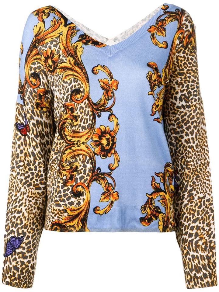 Liu Jo Printed Fine Knit Sweater - Blue
