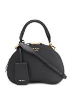 Prada Structured Logo Plaque Tote Bag - Black