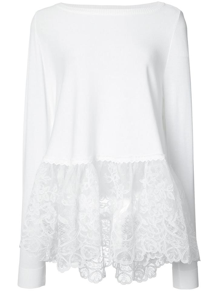 Antonio Berardi Lace Trim Blouse, Women's, Size: 38, White, Polyester/rayon