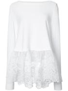 Antonio Berardi Lace Trim Blouse, Women's, Size: 38, White, Polyester/rayon