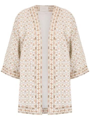 Framed Pattern Nairóbi Kimono - Neutrals