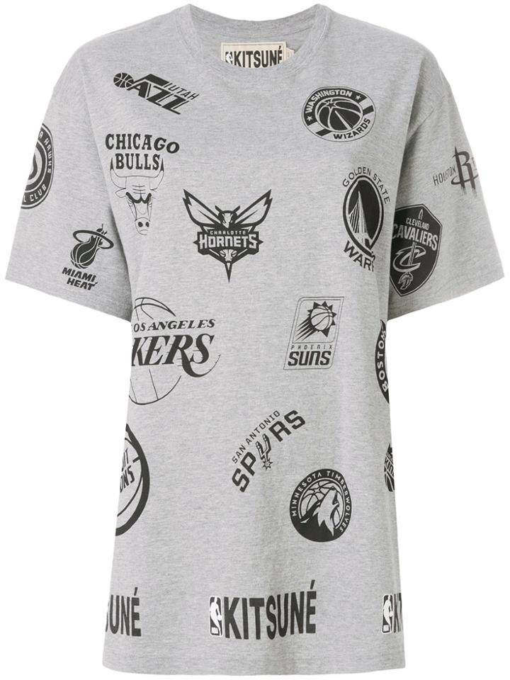Maison Kitsuné Logos Print T-shirt - Grey