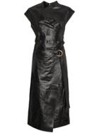 Proenza Schouler Wrap Leather Midi Dress - Black