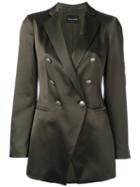Emporio Armani - Double Breasted Blazer - Women - Silk/polyester - 44, Green, Silk/polyester