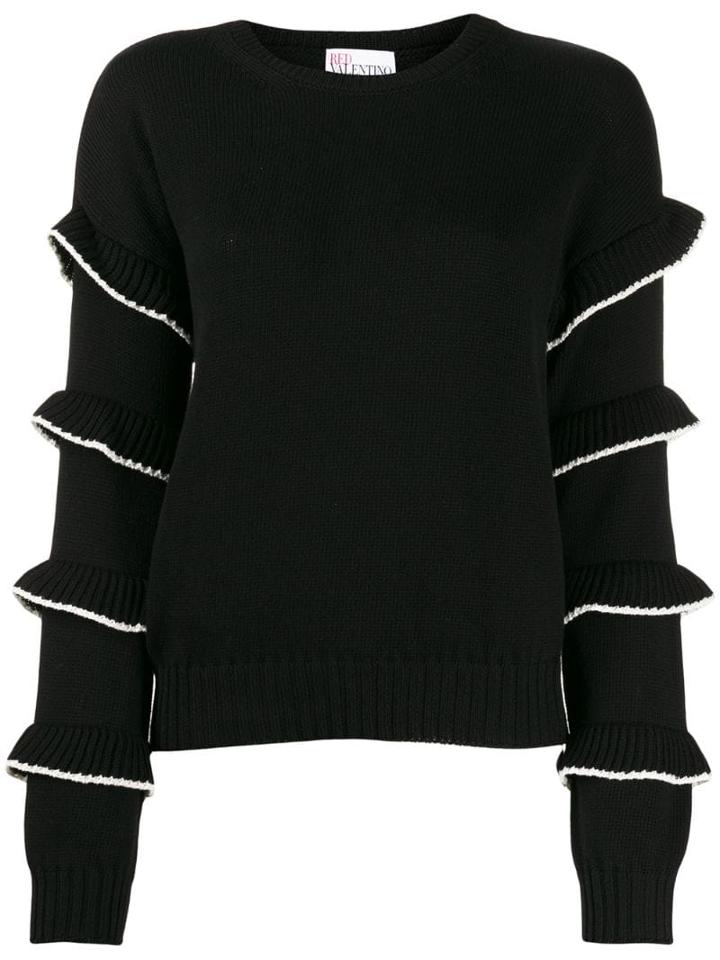 Red Valentino Ruffled Sleeve Jumper - Black