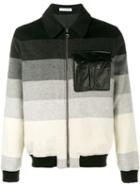 J.w.anderson Striped Bomber Jacket, Men's, Size: 46, Black, Leather/viscose/wool