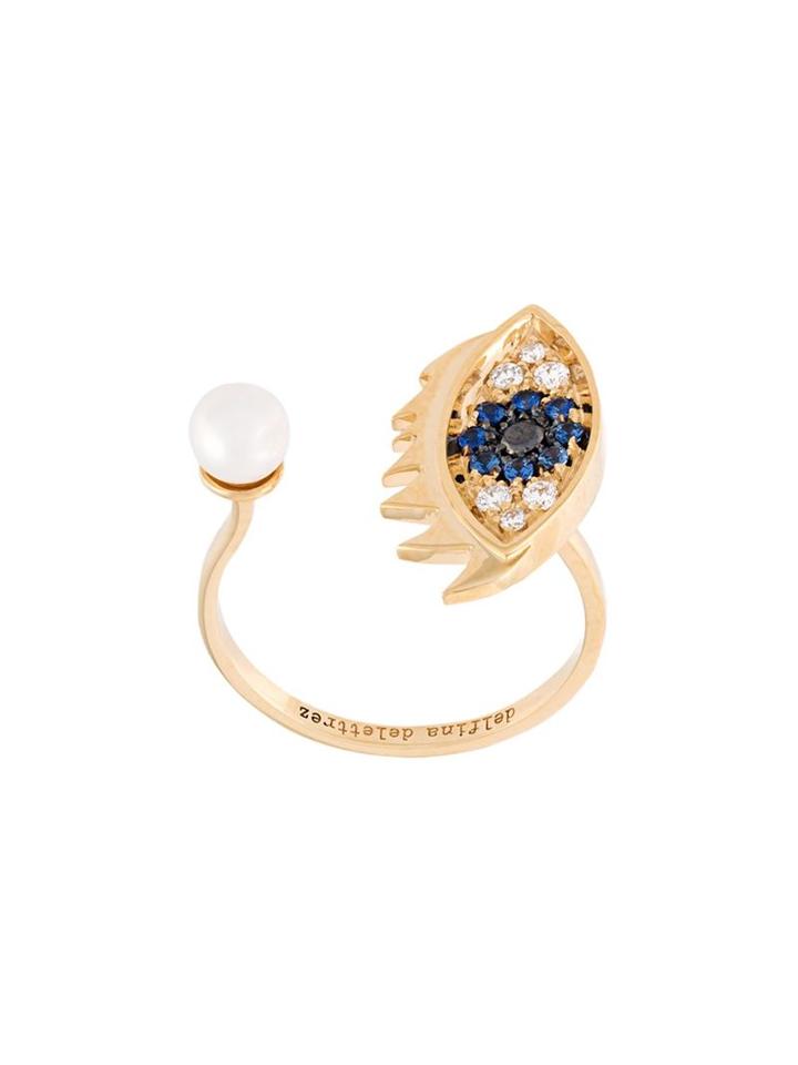 Delfina Delettrez 'eyes On Me Piercing' Diamond And Sapphire Ring, Women's, Metallic