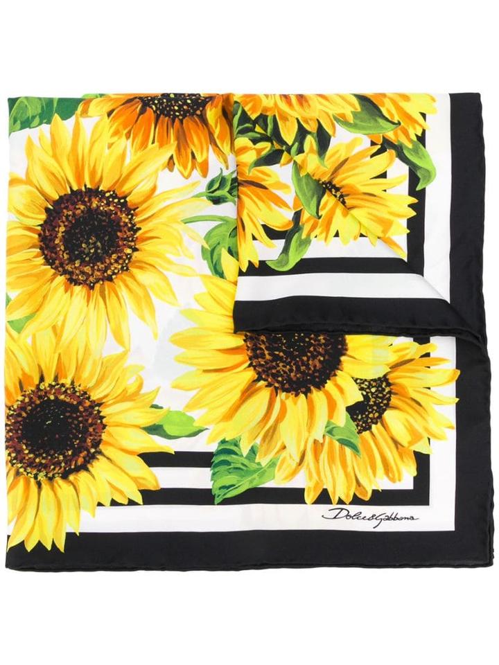 Dolce & Gabbana Sunflower Neck-tie Scarf - Yellow