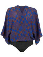 Andrea Marques Kimono Style Bodysuit - Blue